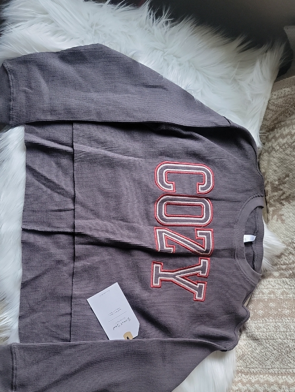 Gray 'COZY' Crewneck Sweatshirt for Men